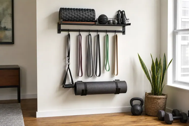Wallniture Sporta Storage Rack home fitness gear scene