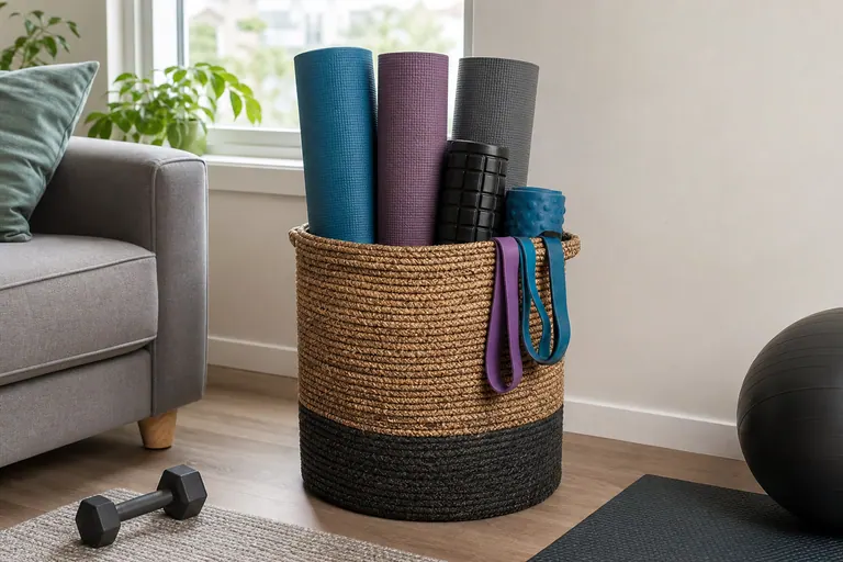 Yoga Mat Storage Basket home fitness gear scene
